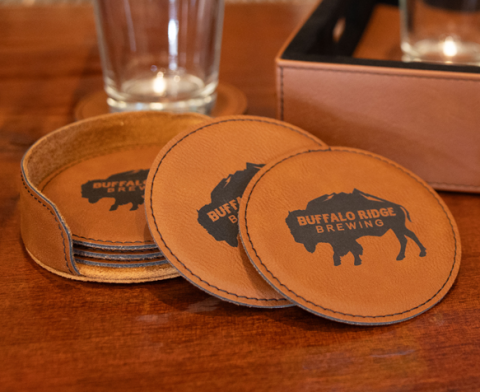 Round Leatherette Coaster Set of 6